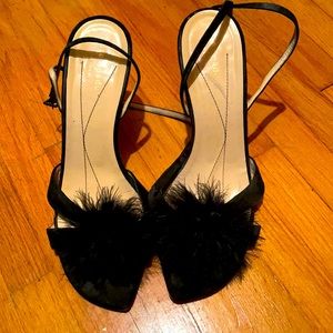 Kate Spade Black Feather Wrap Around Heels